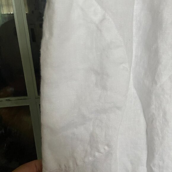 Lands' End White Linen Sweetheart Button Front Midi Dress Sz 6-8 Romantic Beachy - Picture 6 of 13